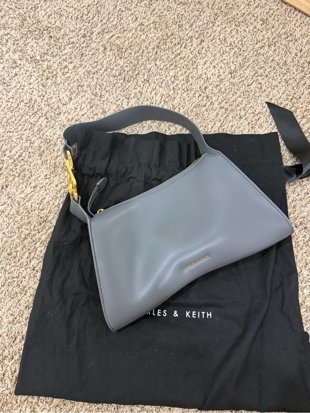 Charles & Keith Gray Bag with Gold Hardware